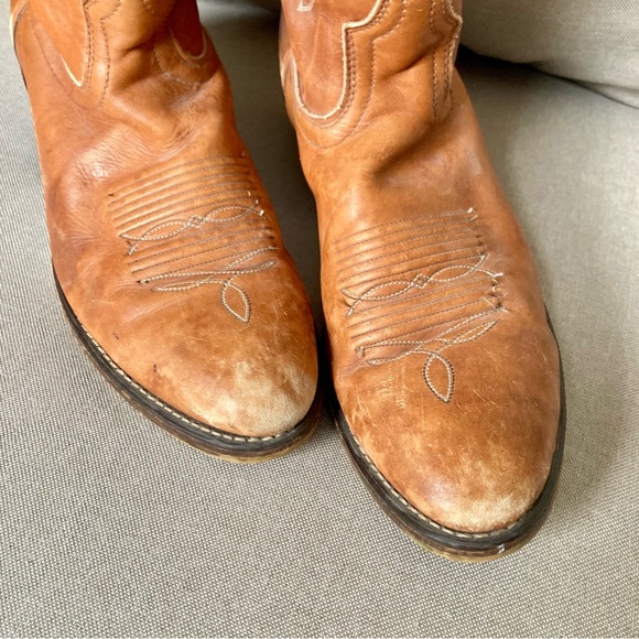 Vintage Acme Western Cowboy Boots US MEN 10.5 WMN 12 Brown Leather Boho USA - Picture 6 of 7